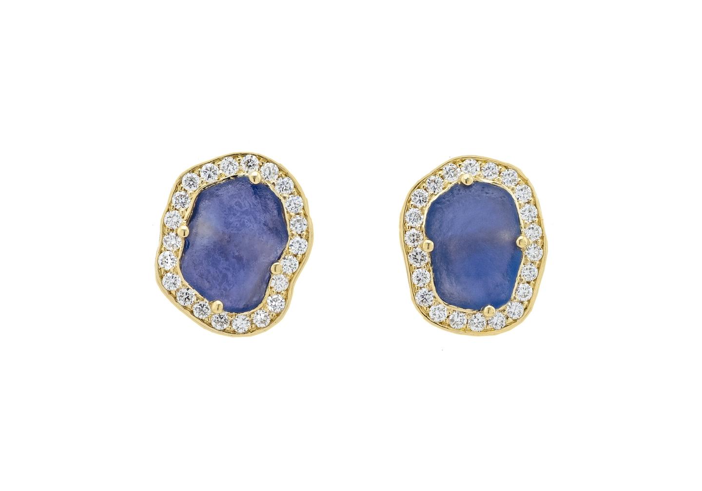 Aurum Yogo Sapphire and Diamond Halo Stud Earrings