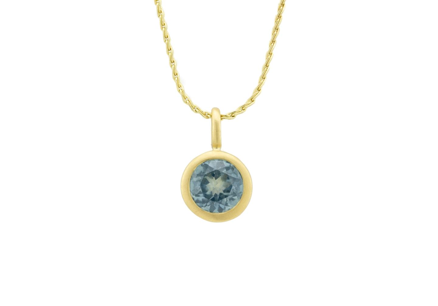 18K Bezel Set Montana Sapphire Pendant