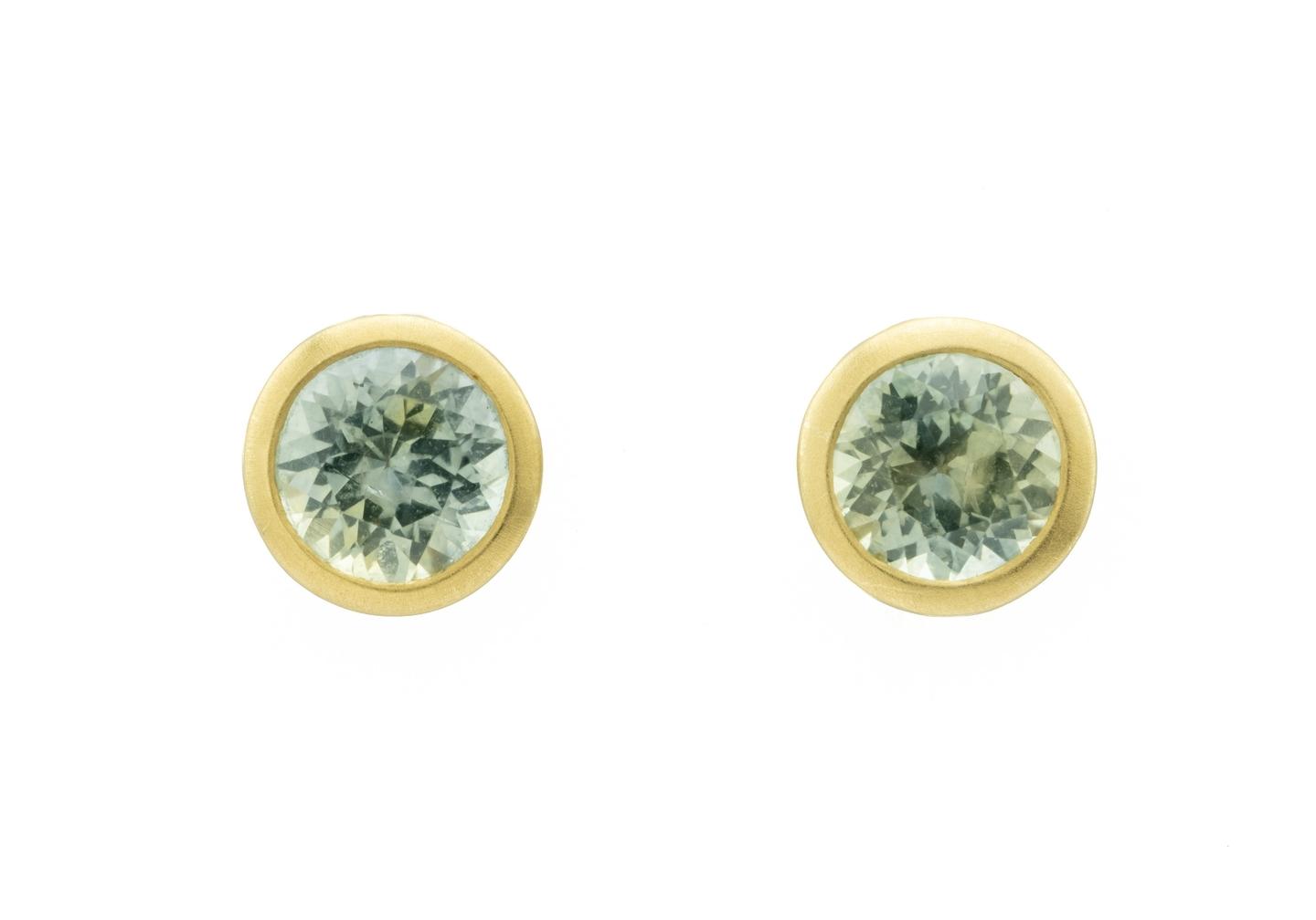 18K 2.34ctw Satin Bezel Set Montana Sapphire Studs