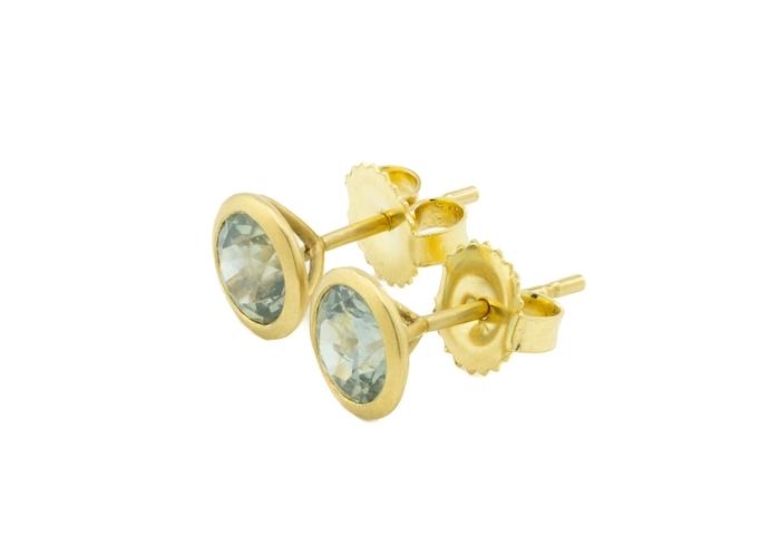 18K 2.34ctw Satin Bezel Set Montana Sapphire Studs