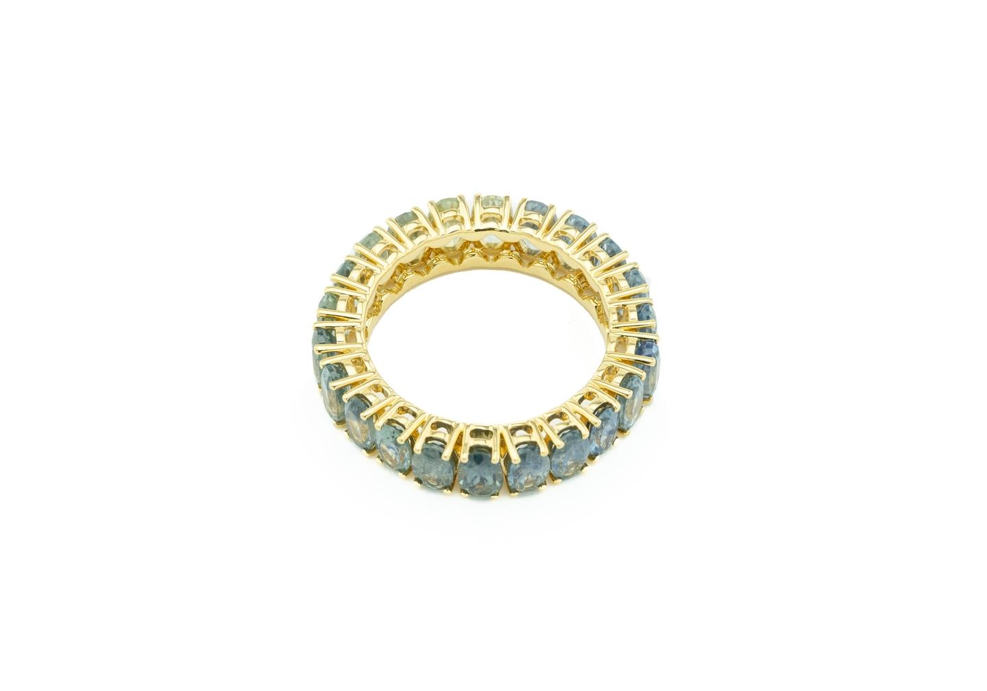 18K 6.65ctw Gradient Montana Sapphire Eternity Band