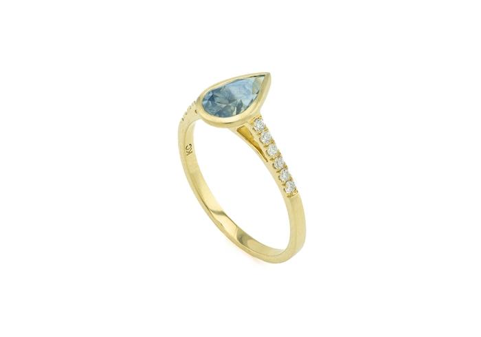 18K Bezel Set 1.25ct Montana Sapphire Accented Ring