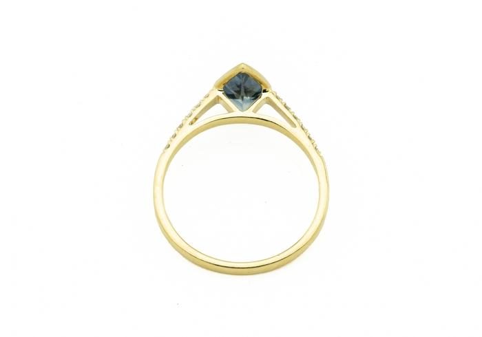 18K Bezel Set 1.25ct Montana Sapphire Accented Ring