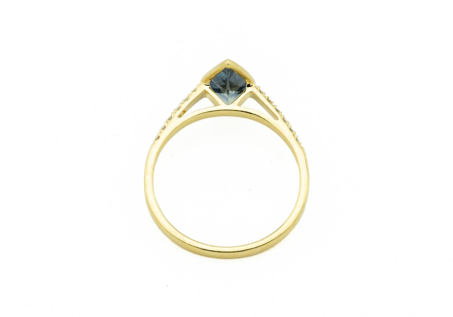 18K Bezel Set 1.25ct Montana Sapphire Accented Ring
