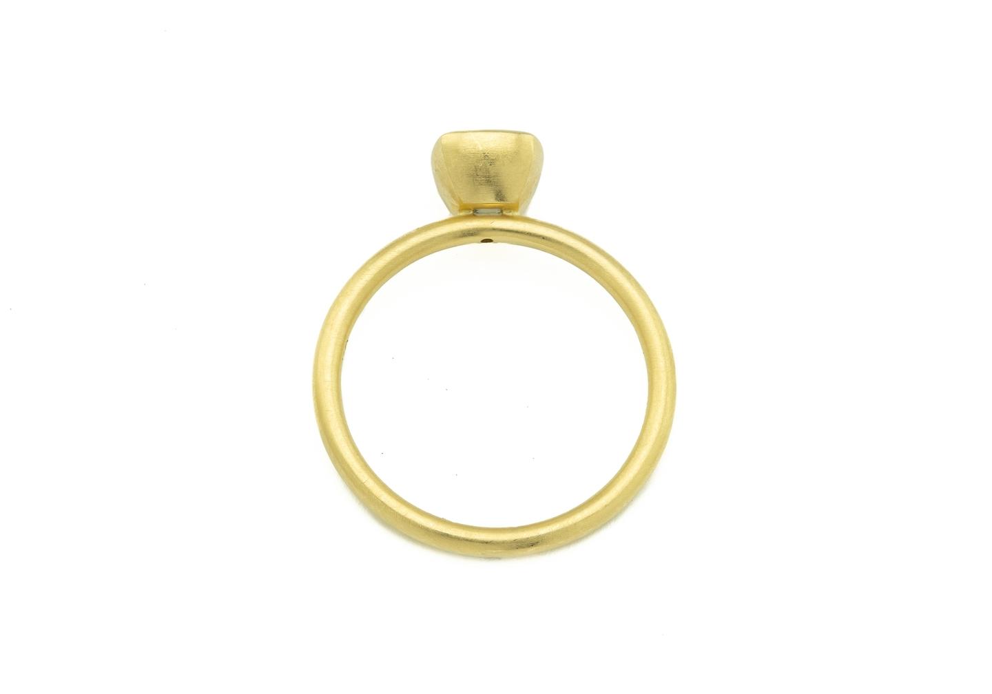 18K Satin Montana Sapphire Bezel Solitaire Ring