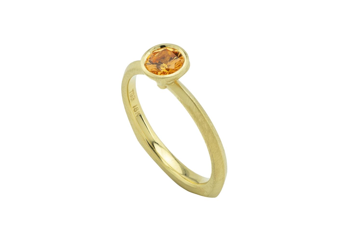 18K Aurum Bezel Set Montana Sapphire Solitaire Ring