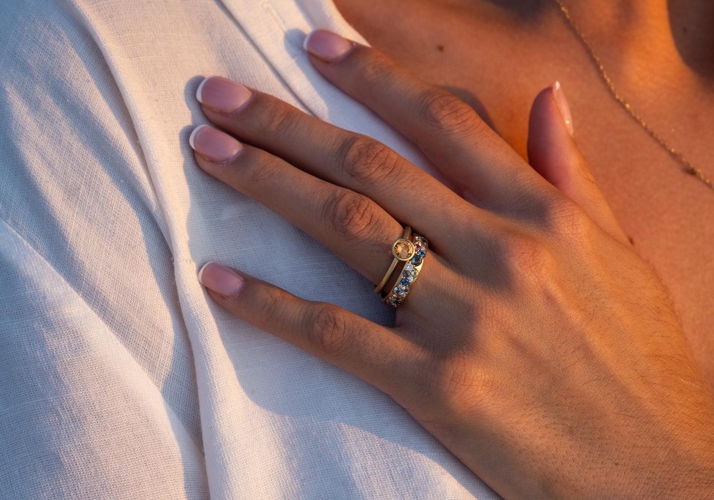 18K Aurum Bezel Set Montana Sapphire Solitaire Ring