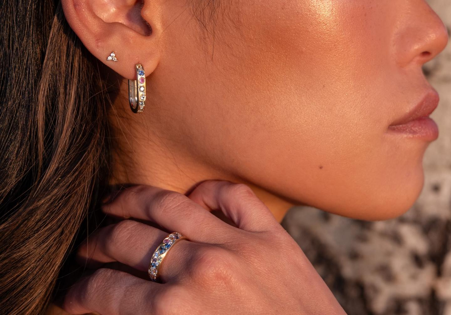 Aurum Waterfall Montana Sapphire Hoop Earrings