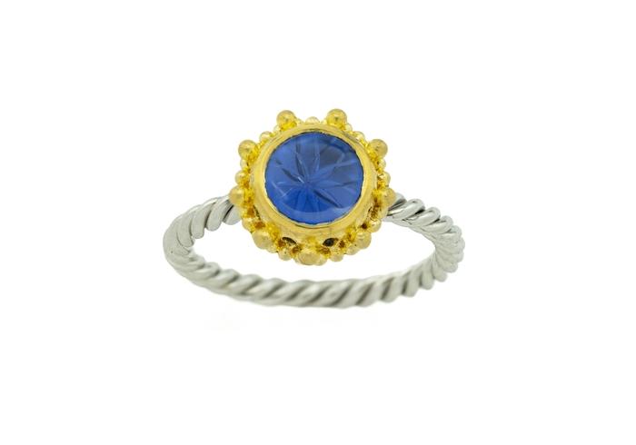 Reverie 22K and Platinum Yogo Sapphire Solitaire Ring