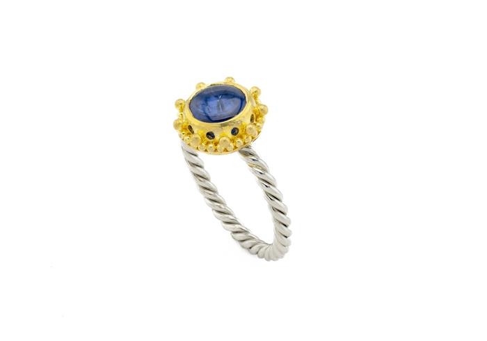 Reverie 22K and Platinum Yogo Sapphire Solitaire Ring