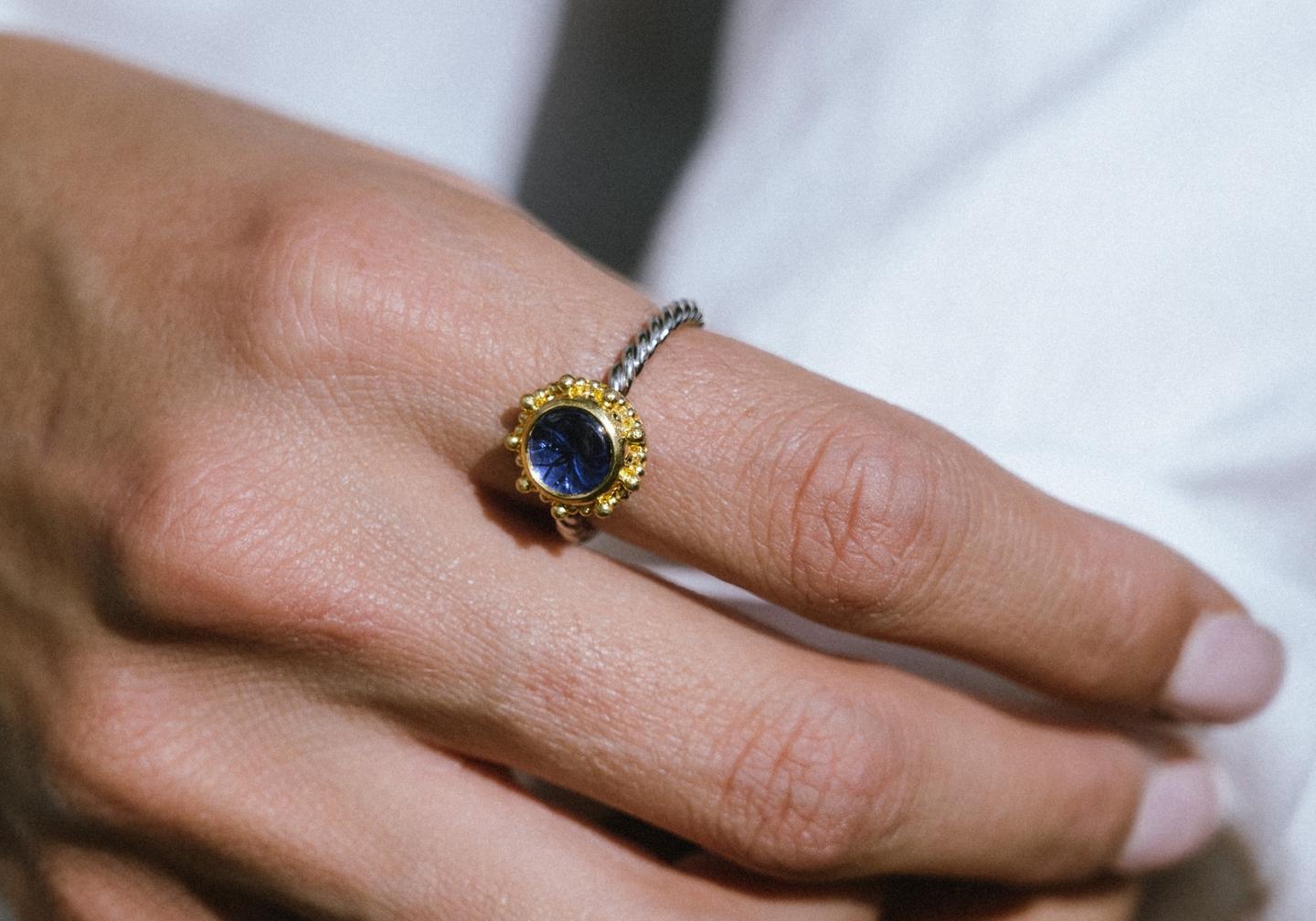 Reverie 22K and Platinum Yogo Sapphire Solitaire Ring