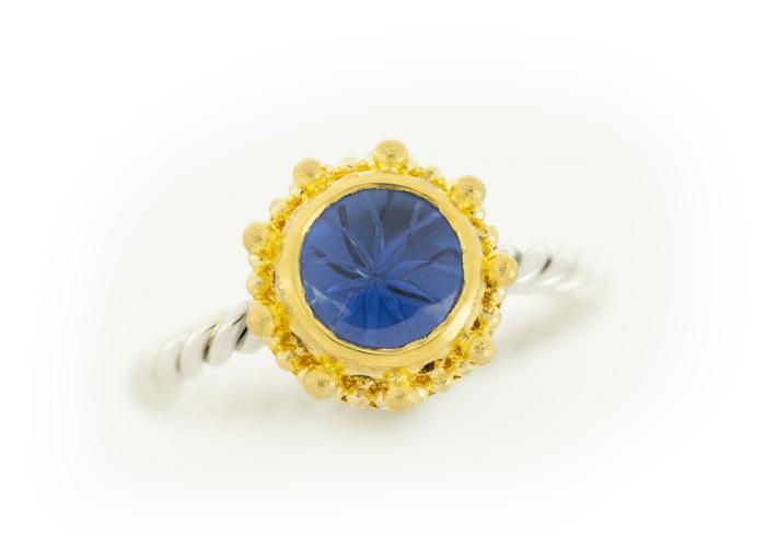 Reverie 22K and Platinum Yogo Sapphire Solitaire Ring