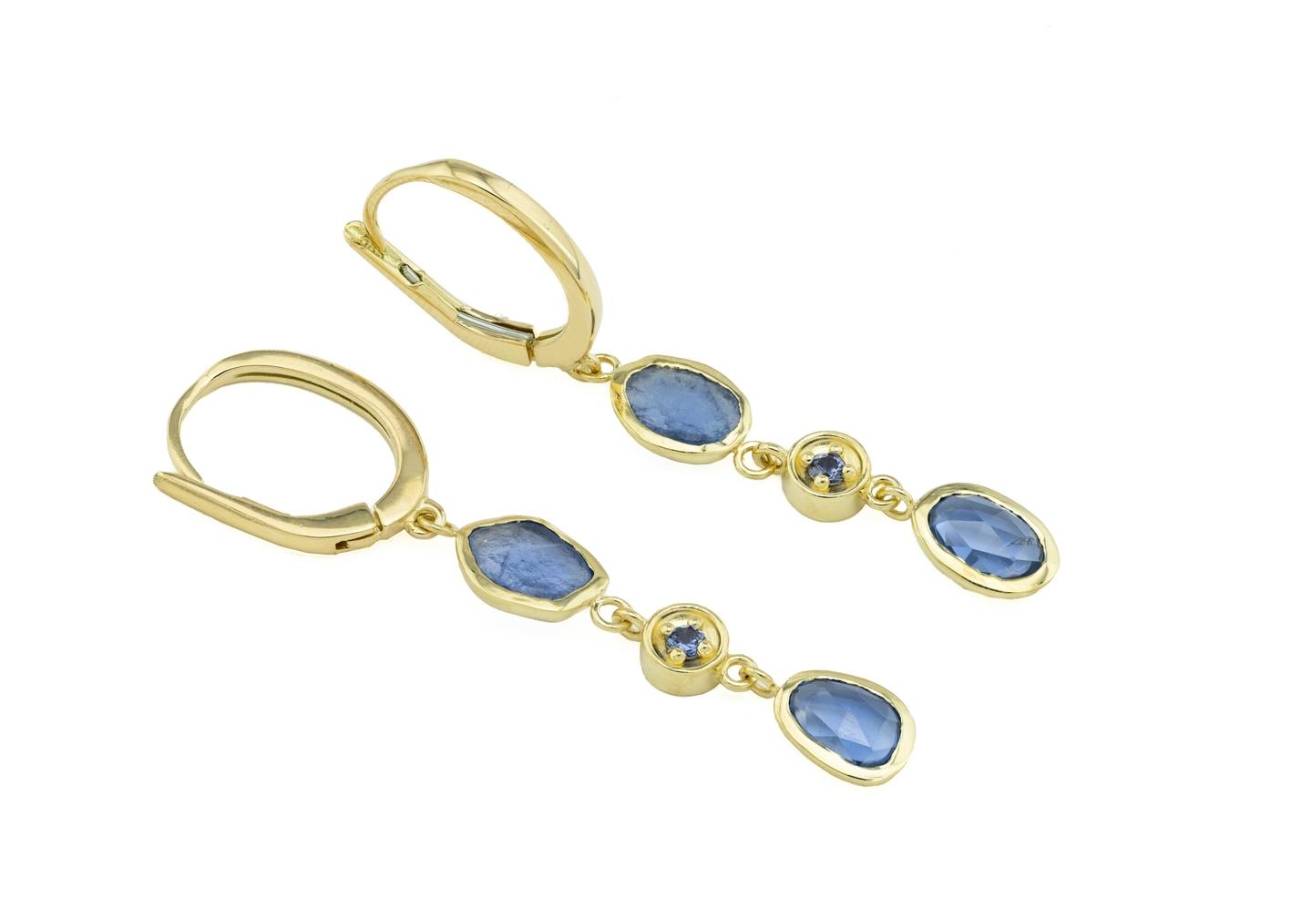 Reverie 14K Yogo Sapphire Mixed Cut Drop Earrings
