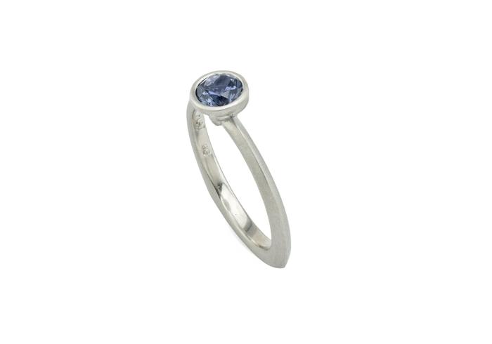 Platinum Aurum Bezel Set Montana Sapphire Solitaire Ring