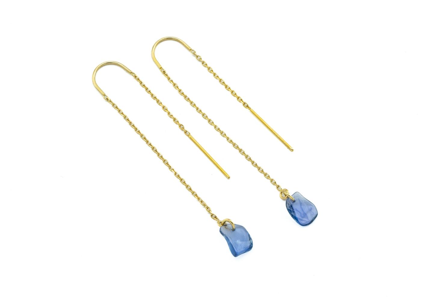 Imperfectionist Yogo Sapphire Dangle Earrings