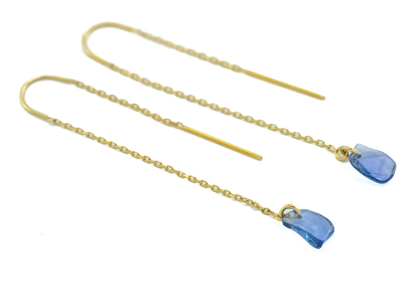 Imperfectionist Yogo Sapphire Dangle Earrings