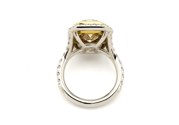 18K Two-Tone 6.32ct Yellow Diamond Halo Ring