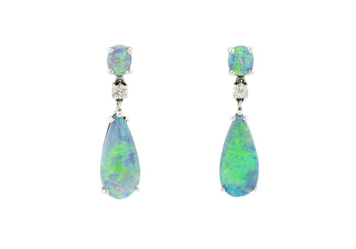 14K Black Opal Drop Earrings