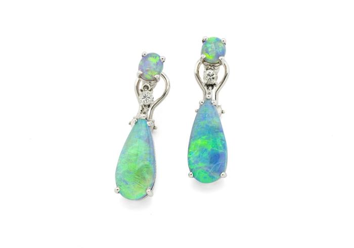 14K Black Opal Drop Earrings