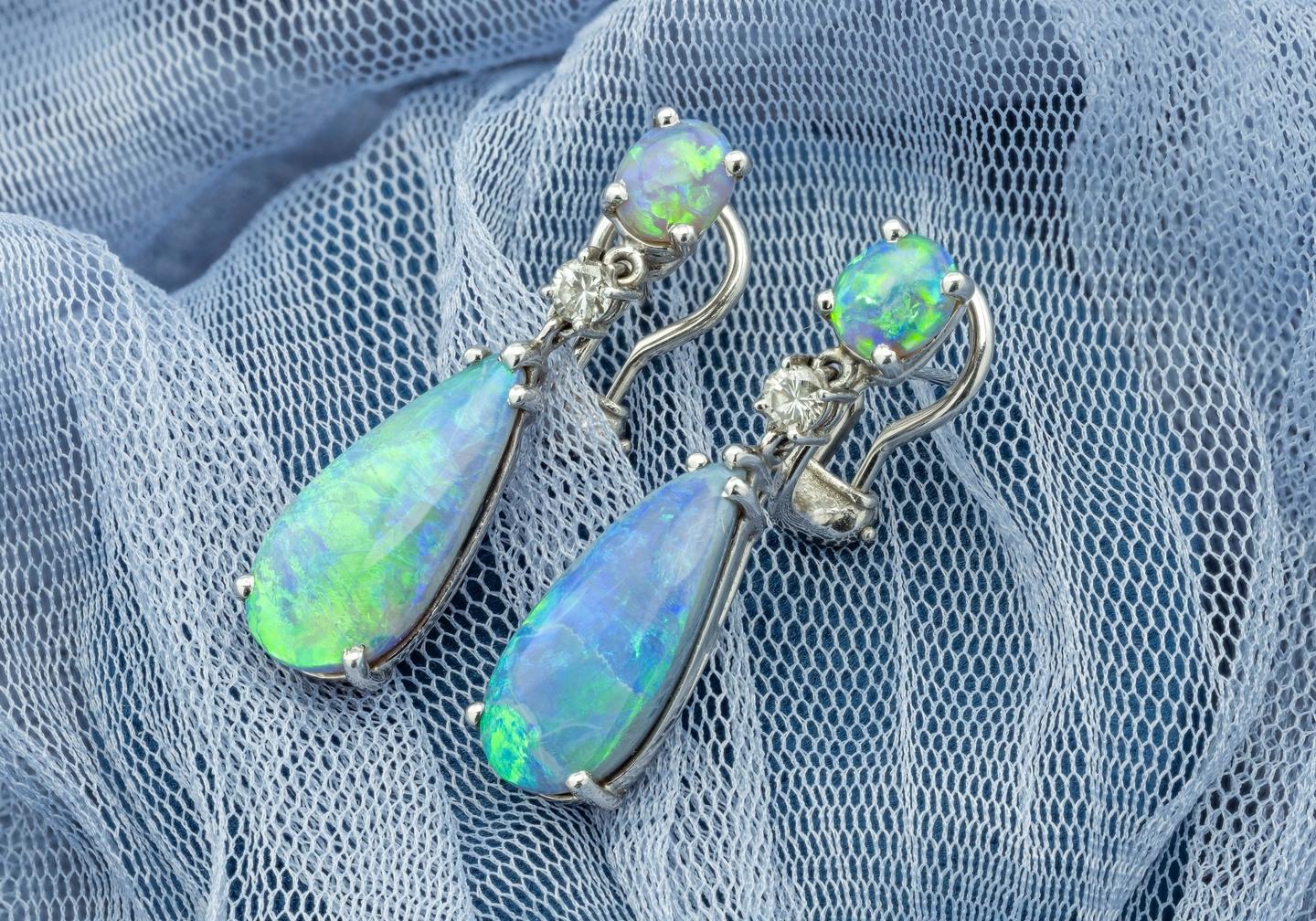 14K Black Opal Drop Earrings