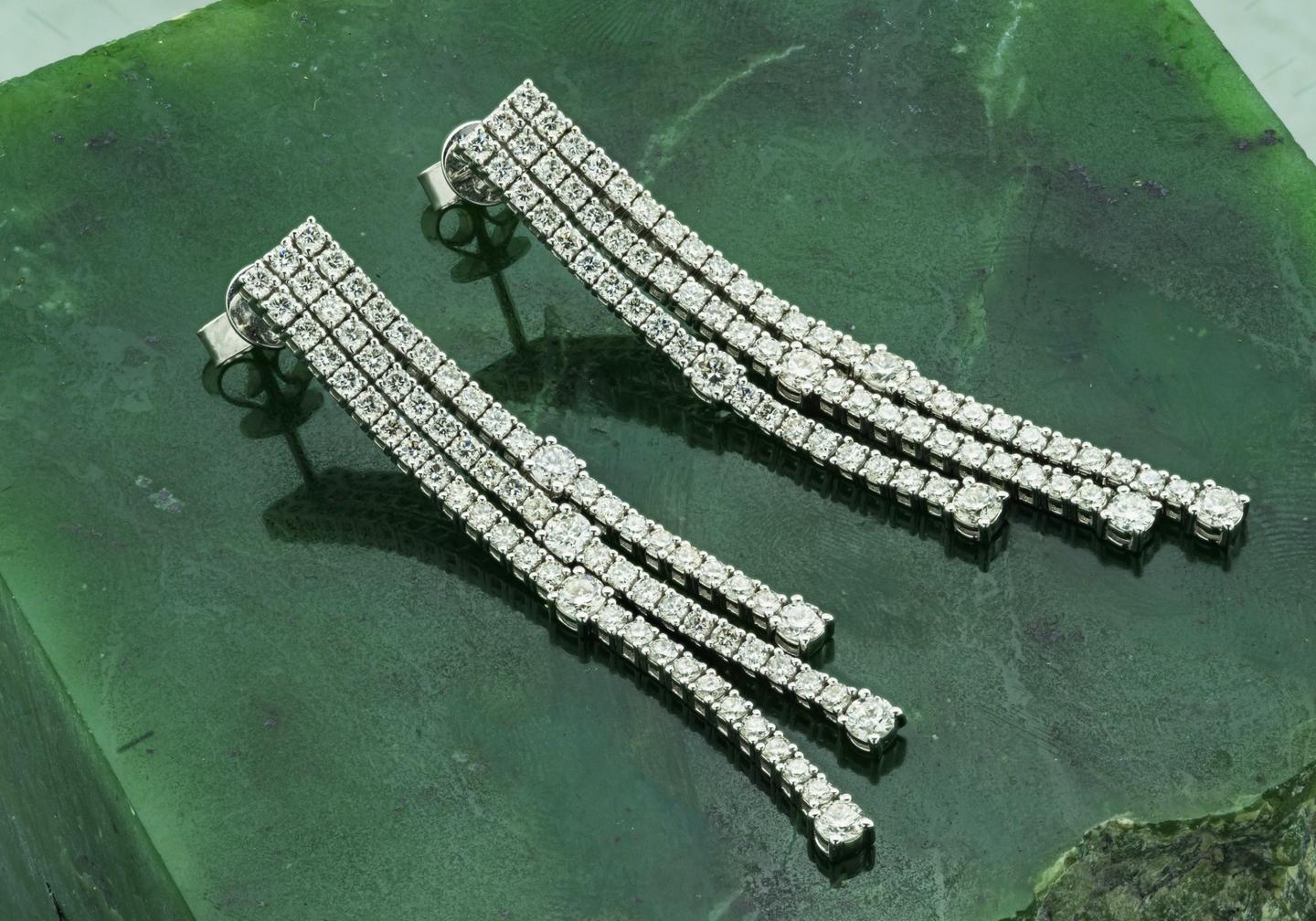 14K Diamond Cascade Drop Earrings