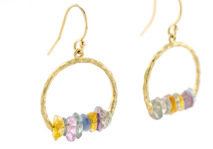 Imperfectionist Montana Sapphire Cairn Arc Earrings