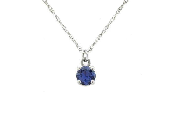 14K Yogo Sapphire Solitaire Necklace