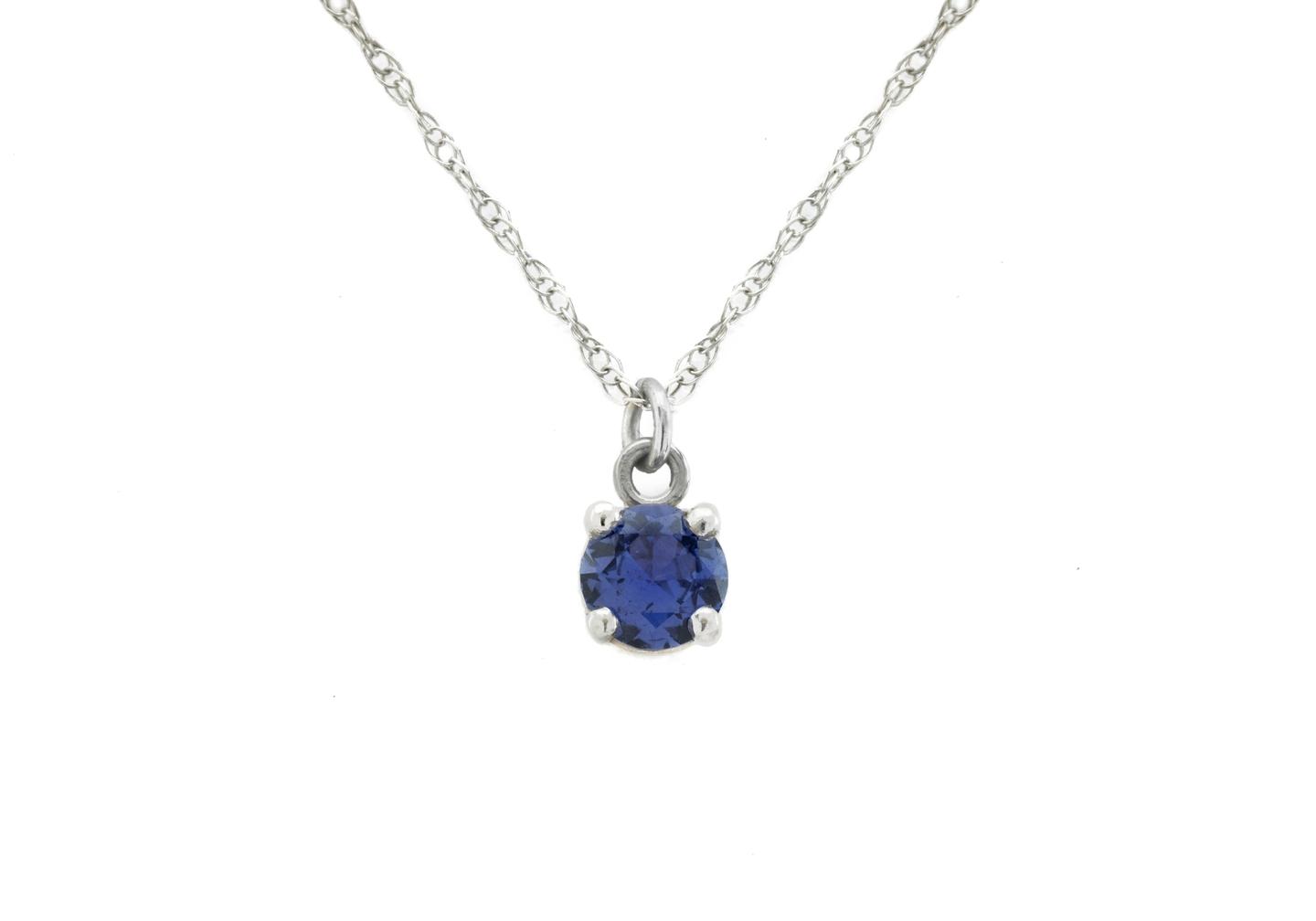 14K Yogo Sapphire Solitaire Necklace