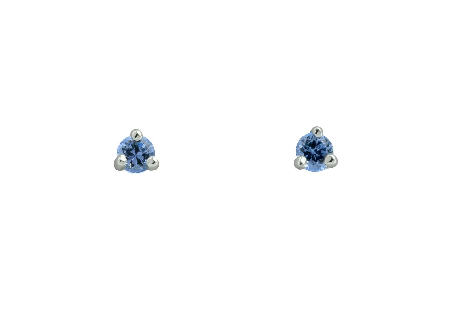 14K Yogo Sapphire Stud Earrings