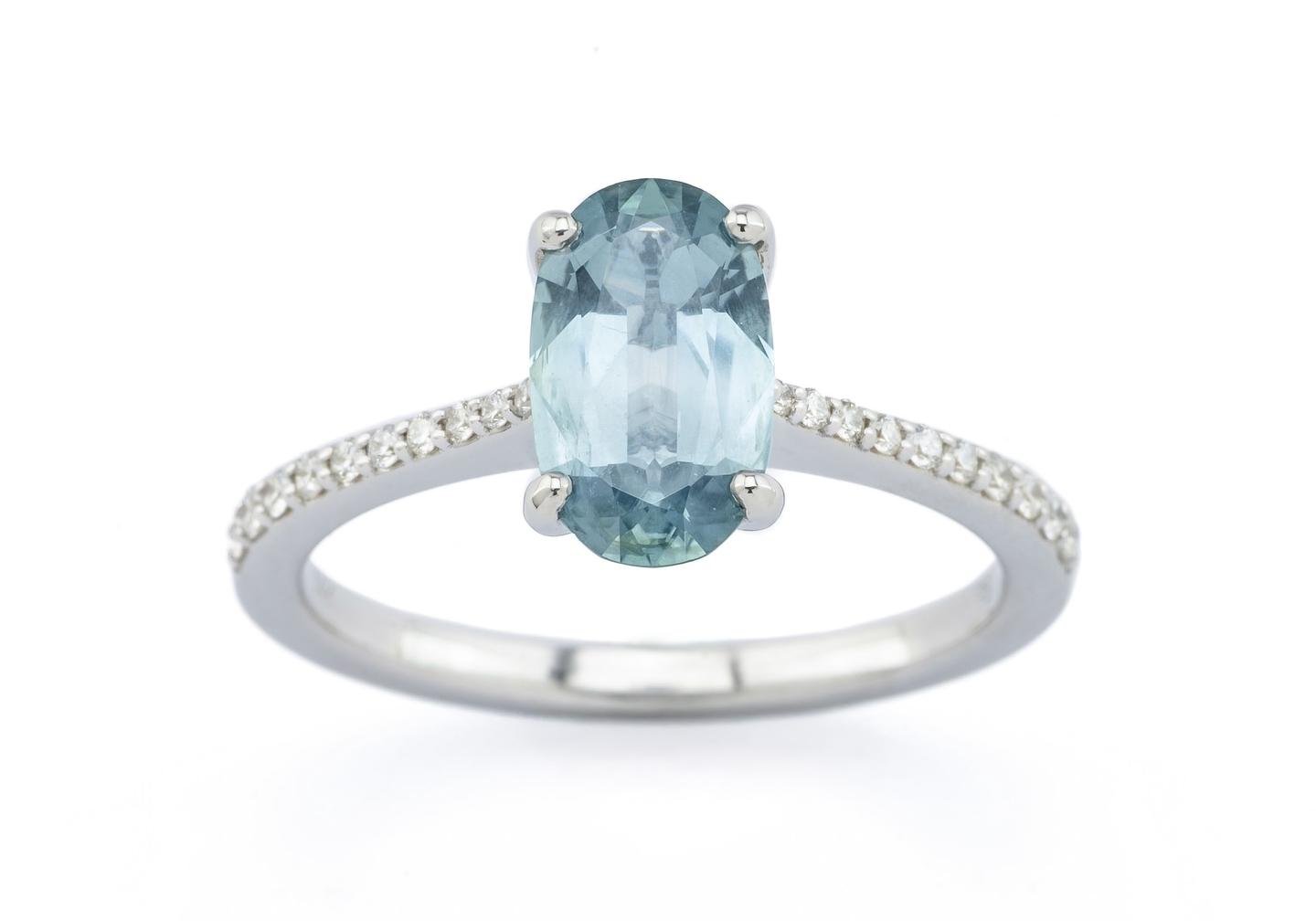14K Montana Sapphire Diamond Accent Ring