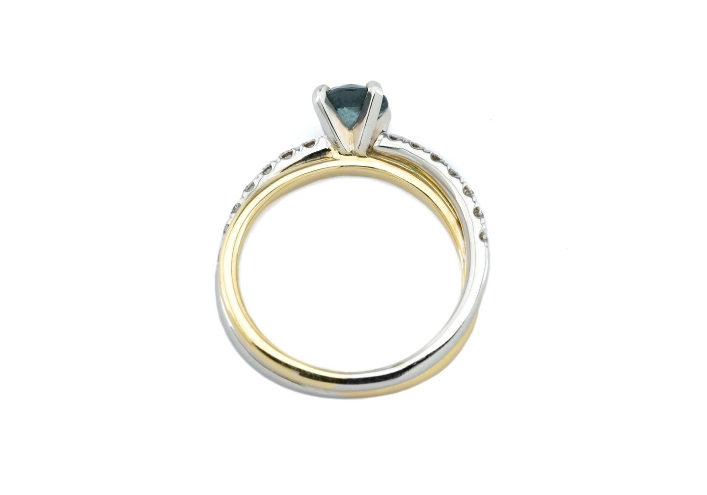 14K Two-Tone Montana Sapphire & Diamond Ring