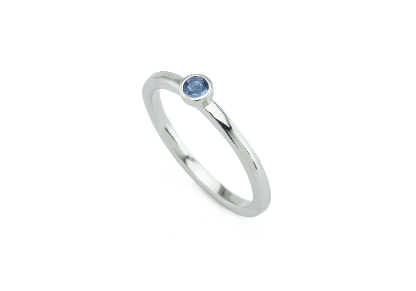 14K Yogo Sapphire Bezel Stacking Ring