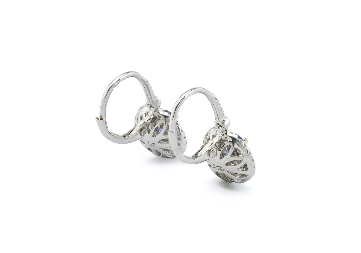 14K Yogo & Diamond Halo Drop Earrings