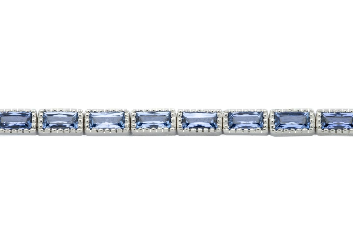 14K Yogo Sapphire Baguette Tennis Bracelet