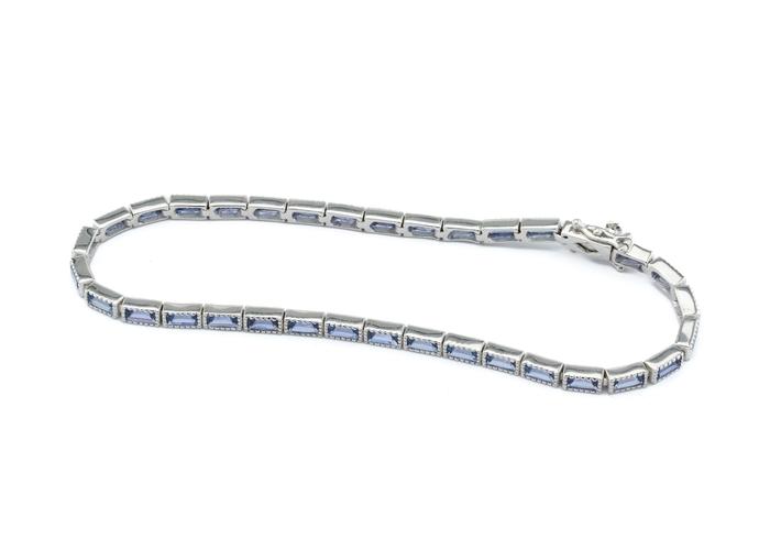 14K Yogo Sapphire Baguette Tennis Bracelet