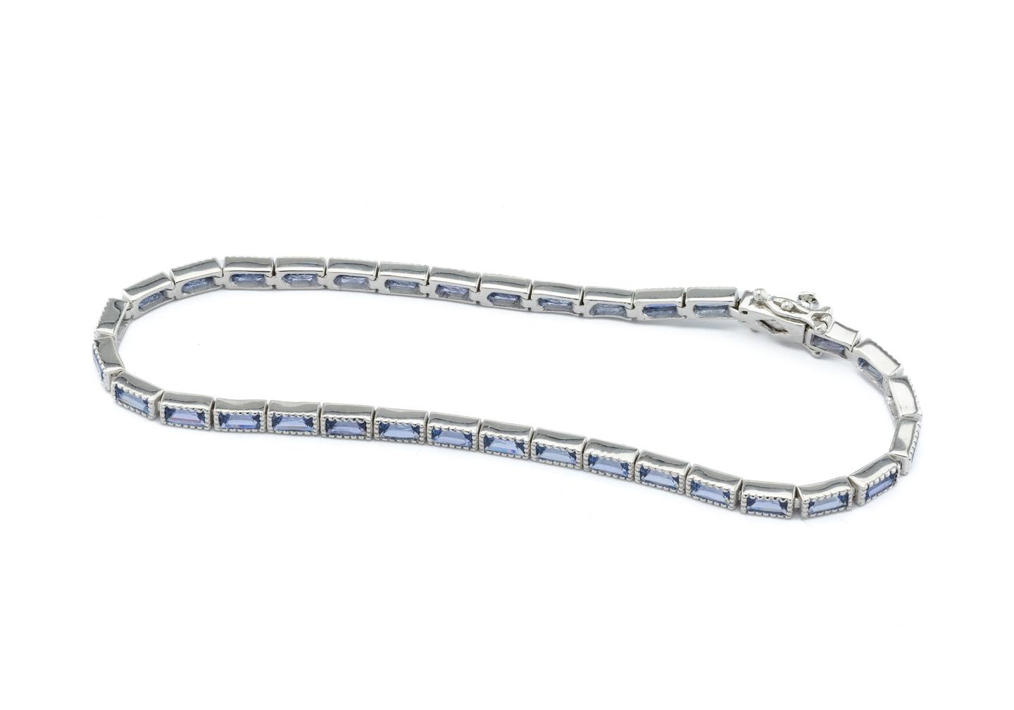 14K Yogo Sapphire Baguette Tennis Bracelet