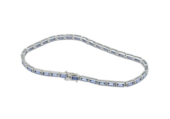 14K Yogo Sapphire Baguette Tennis Bracelet