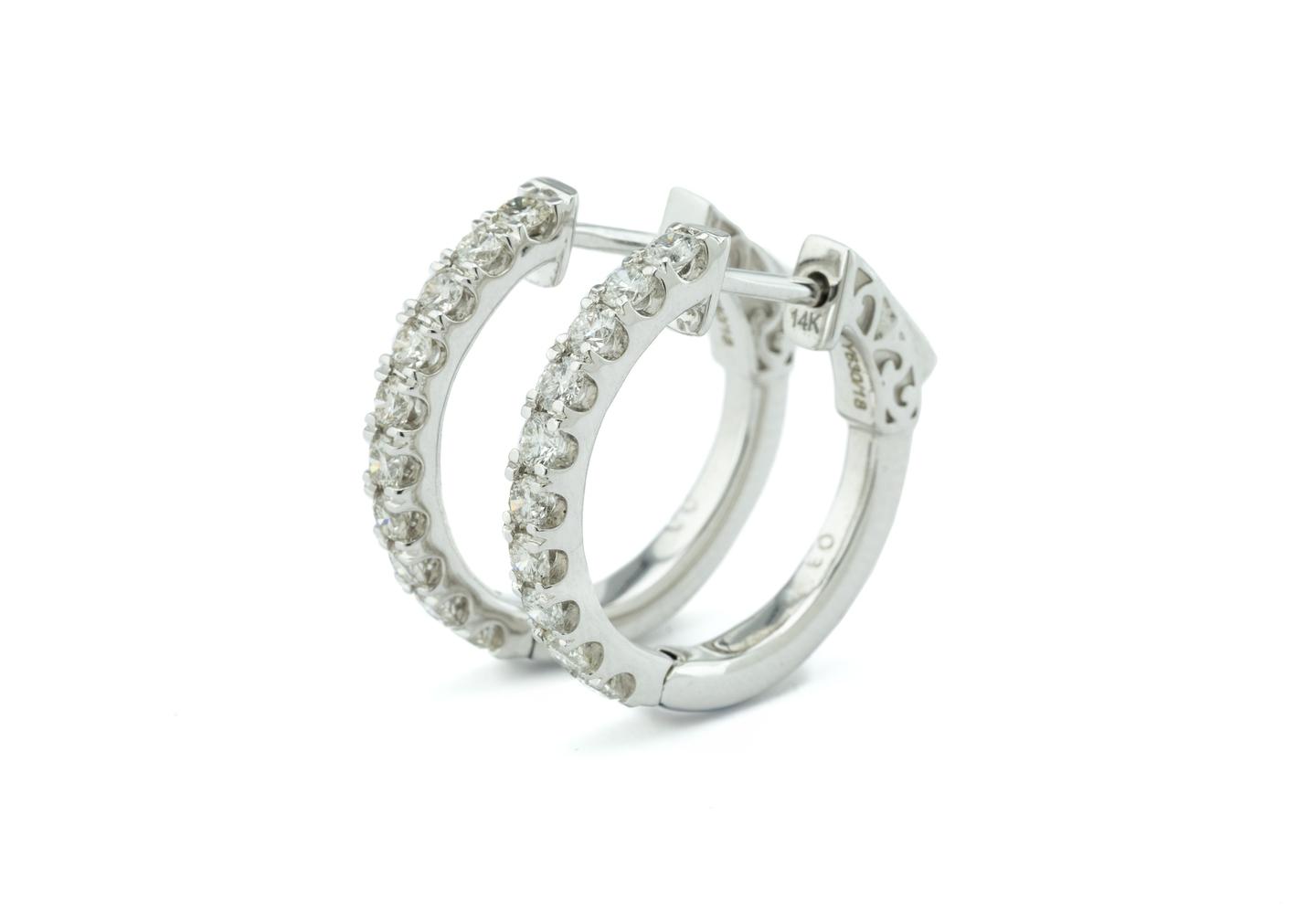 14K Diamond Hoop Earrings