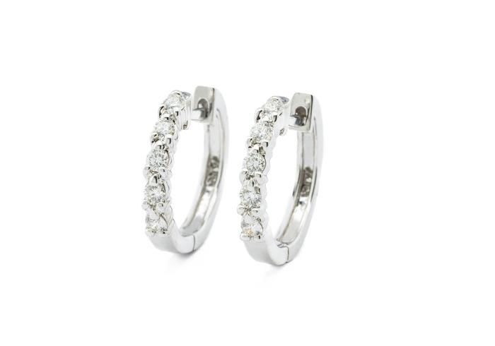 14K Diamond Huggie Hoop Earrings