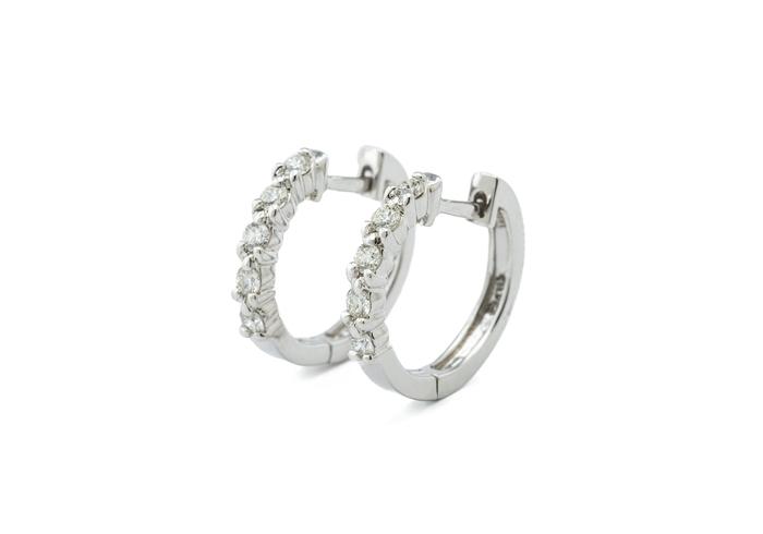 14K Diamond Huggie Hoop Earrings