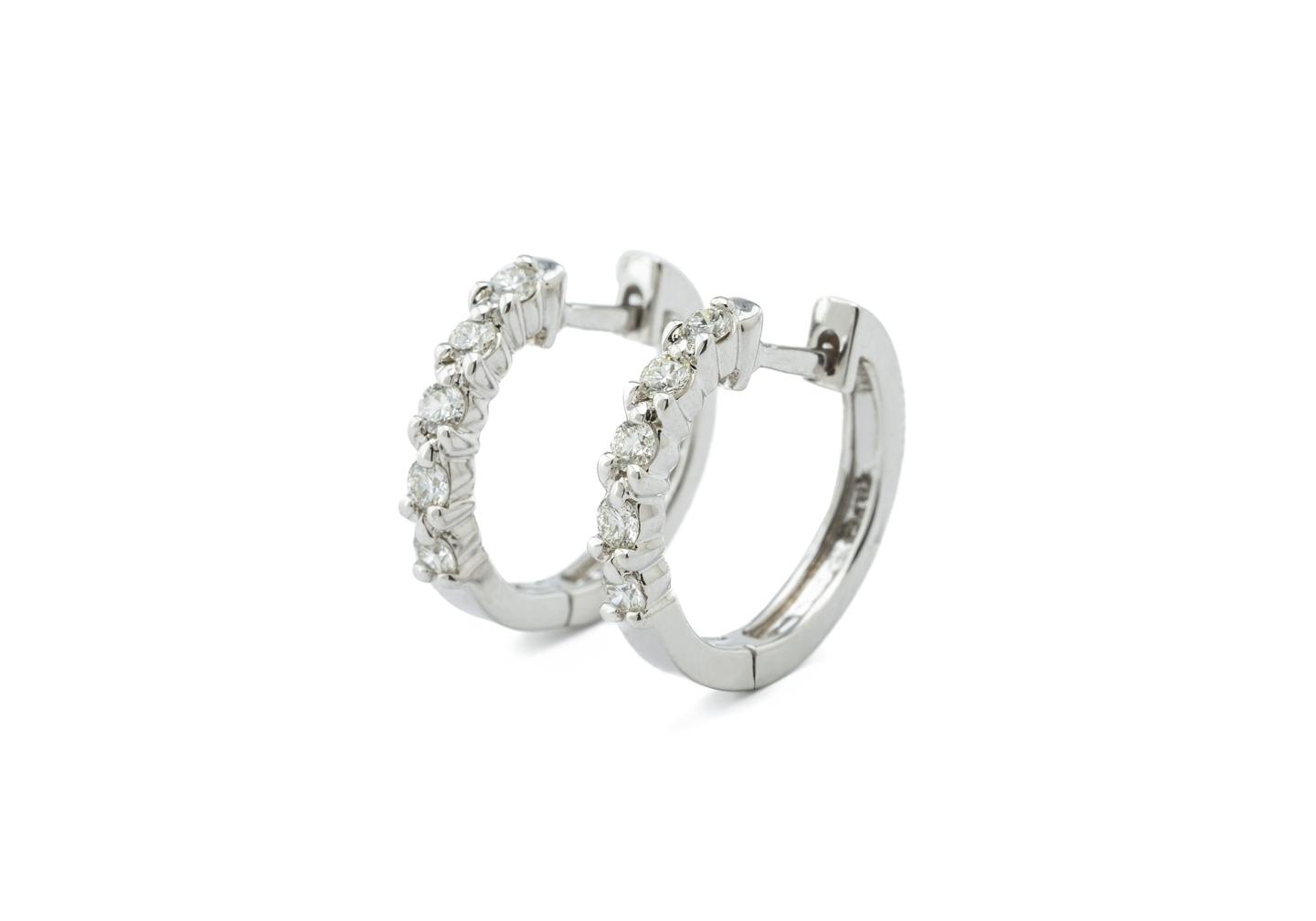 14K Diamond Huggie Hoop Earrings