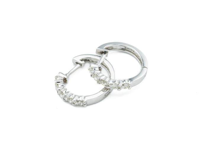 14K Diamond Huggie Hoop Earrings