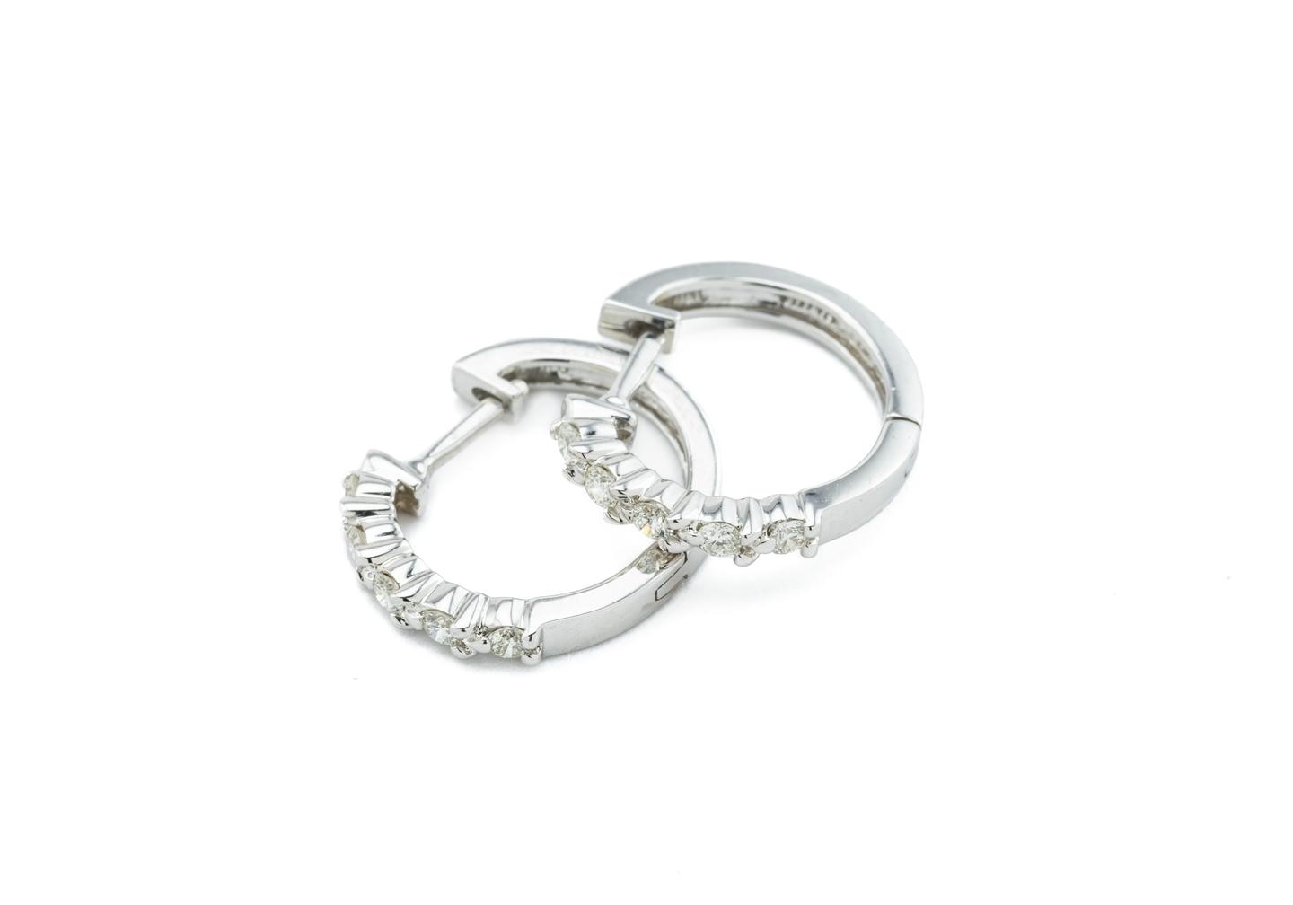 14K Diamond Huggie Hoop Earrings