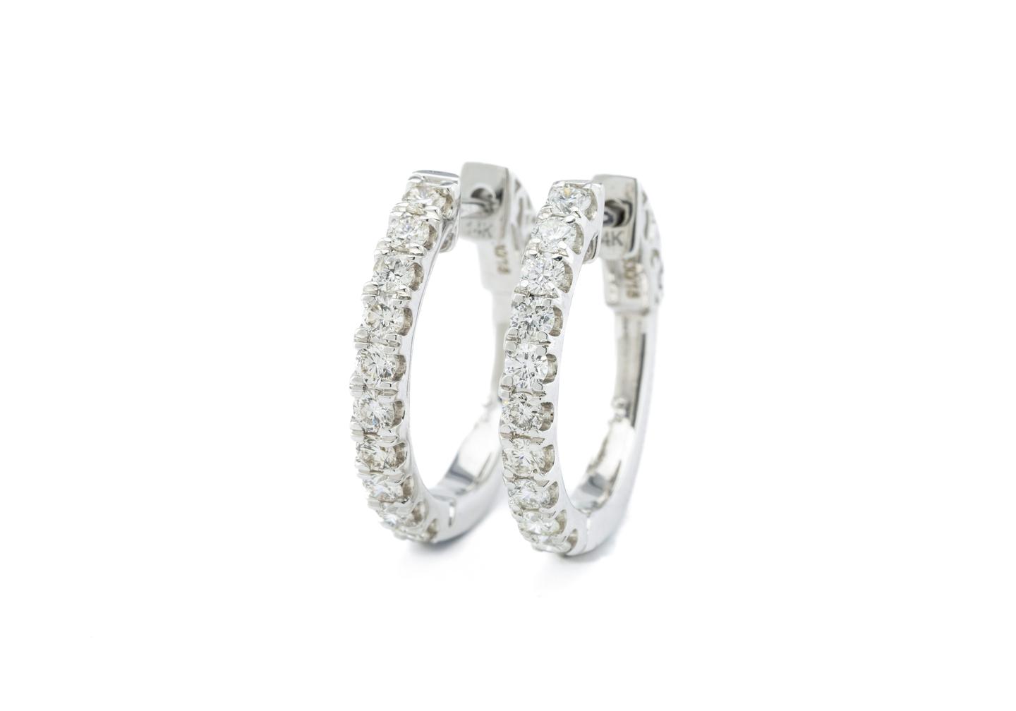 14K Diamond Hoop Earrings