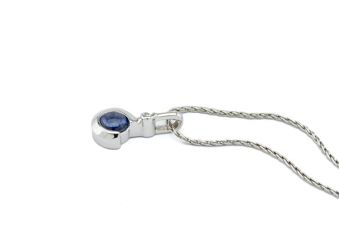 14K Yogo Sapphire & Diamond Drop Pendant