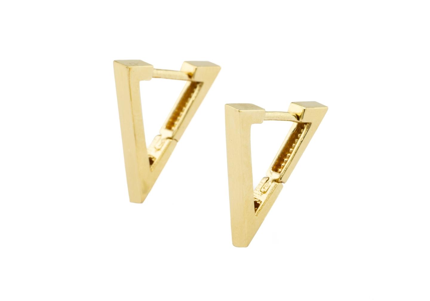 14K Triangular Huggie Hoop Earrings