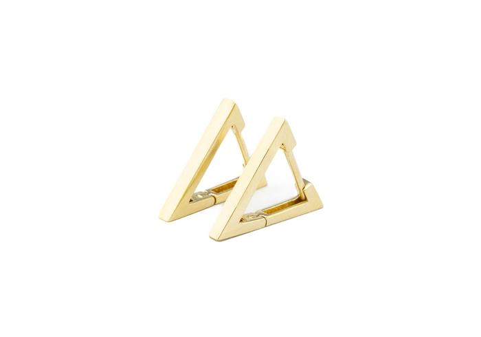 14K Triangular Huggie Hoop Earrings