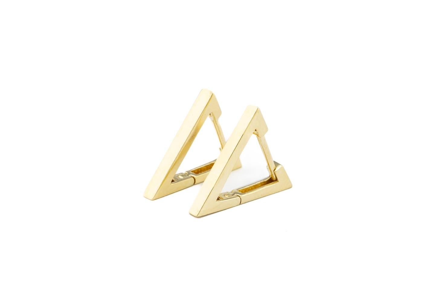 14K Triangular Huggie Hoop Earrings