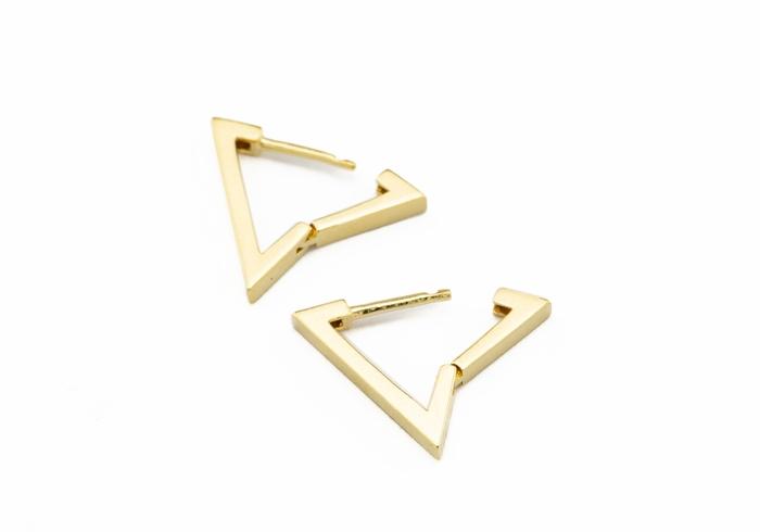 14K Triangular Huggie Hoop Earrings