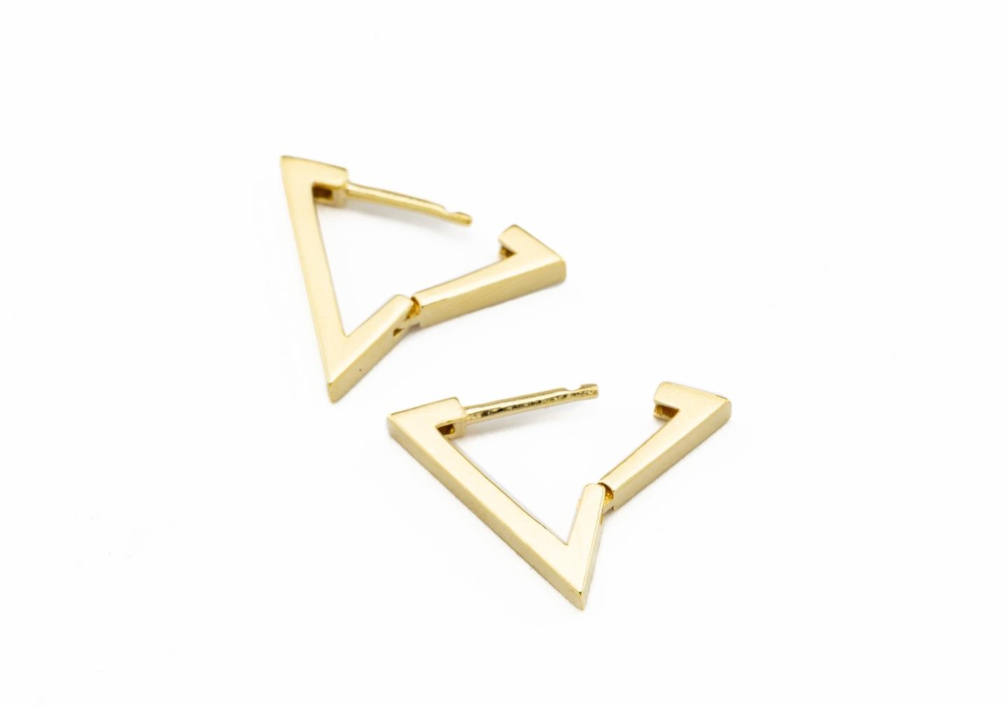14K Triangular Huggie Hoop Earrings